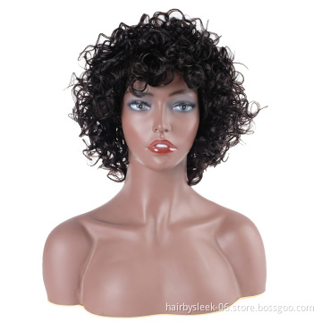 Rebecca fashion brand Short virgin Human Hair Brazilian Afro Kinky Curly Bob Wigs Non Lace Front Human Hair Wigs For Black Woman